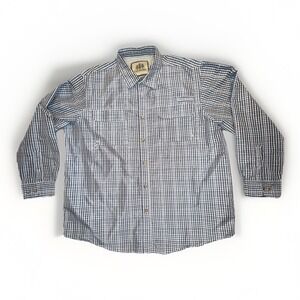Tallwoods Fishing Shirt Mens Size XXL Plaid Blue And White Outdoors